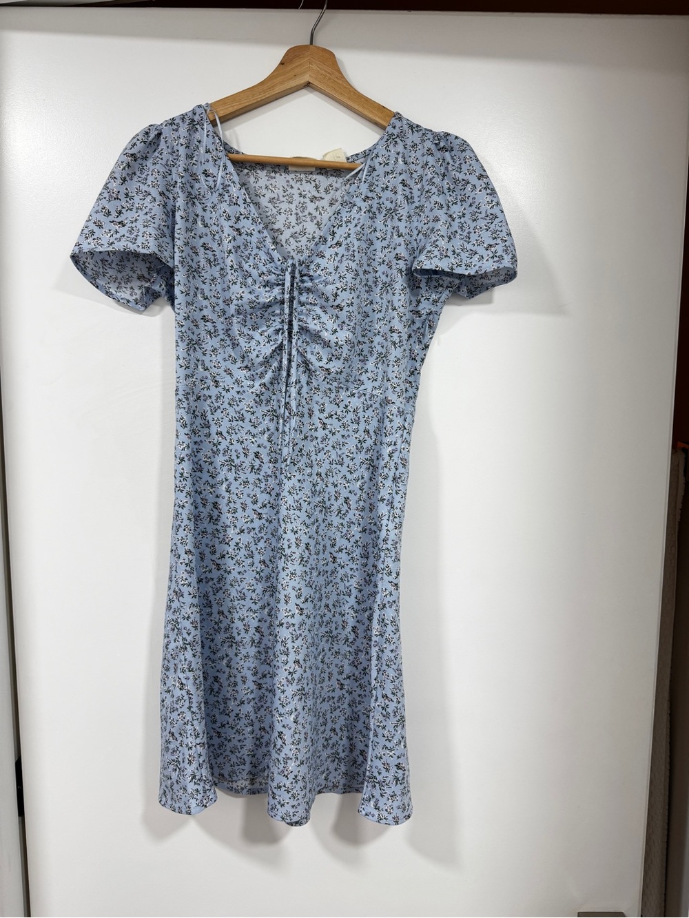 Levi's Light Blue Floral Tie-Front Mini Dress